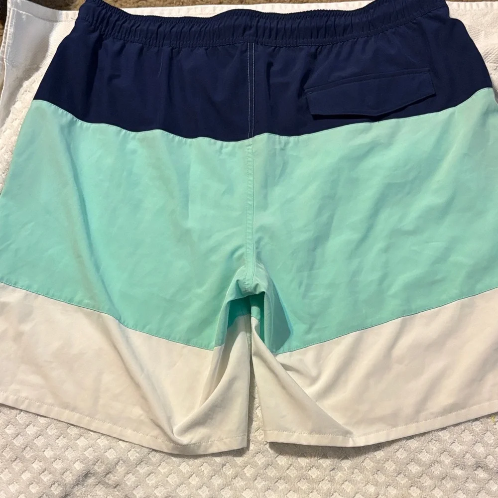 Navy and‎ Aqua Men's Swim Trunks